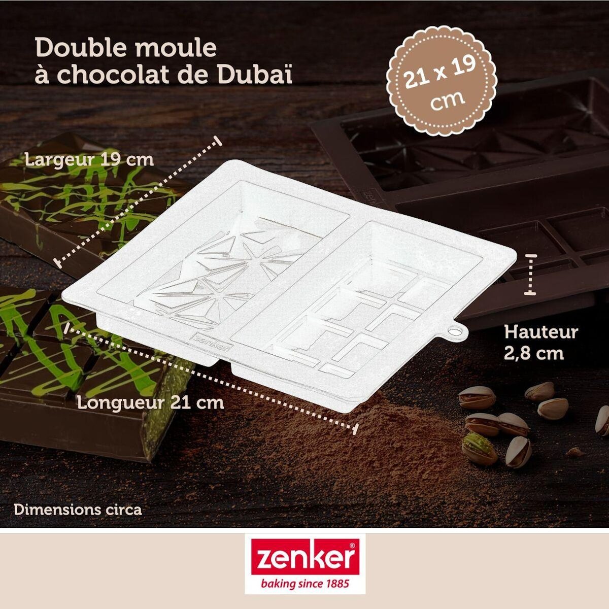 ZENKER Set pâtisserie avec double moule à chocolat de Dubaï, 2 bols à mixer, verre mesureur et spatule Zenker