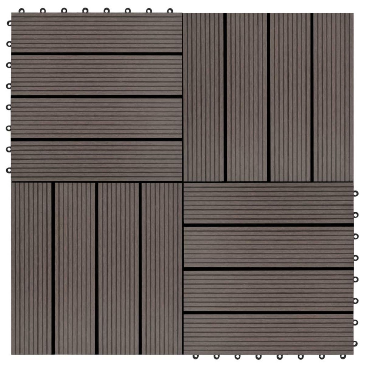 VIDAXL Carreau de terrasse 11 pcs WPC 30 x 30 cm 1 m^2 Marron fonce