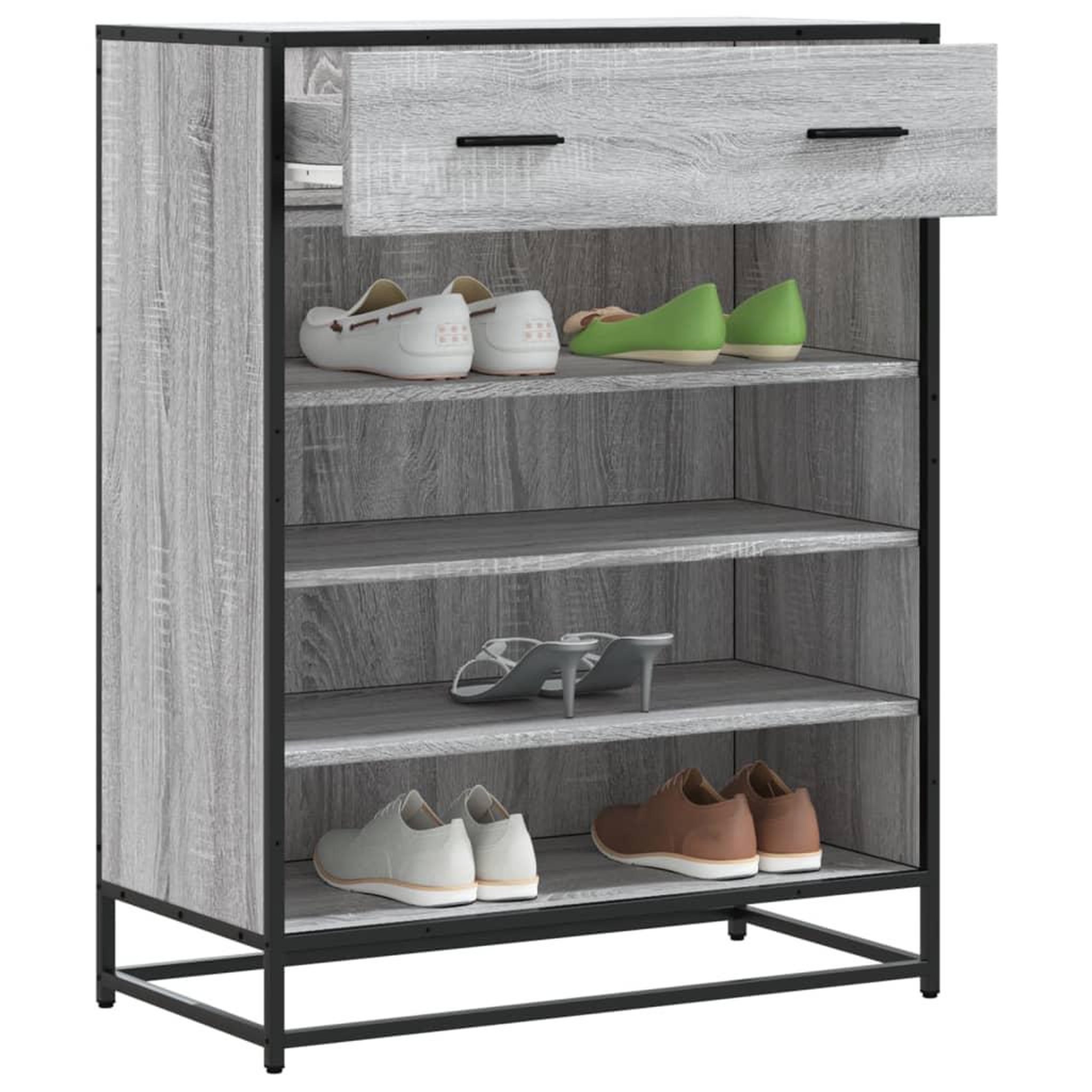 VIDAXL Meuble a chaussures sonoma gris bois d'ingenierie et metal