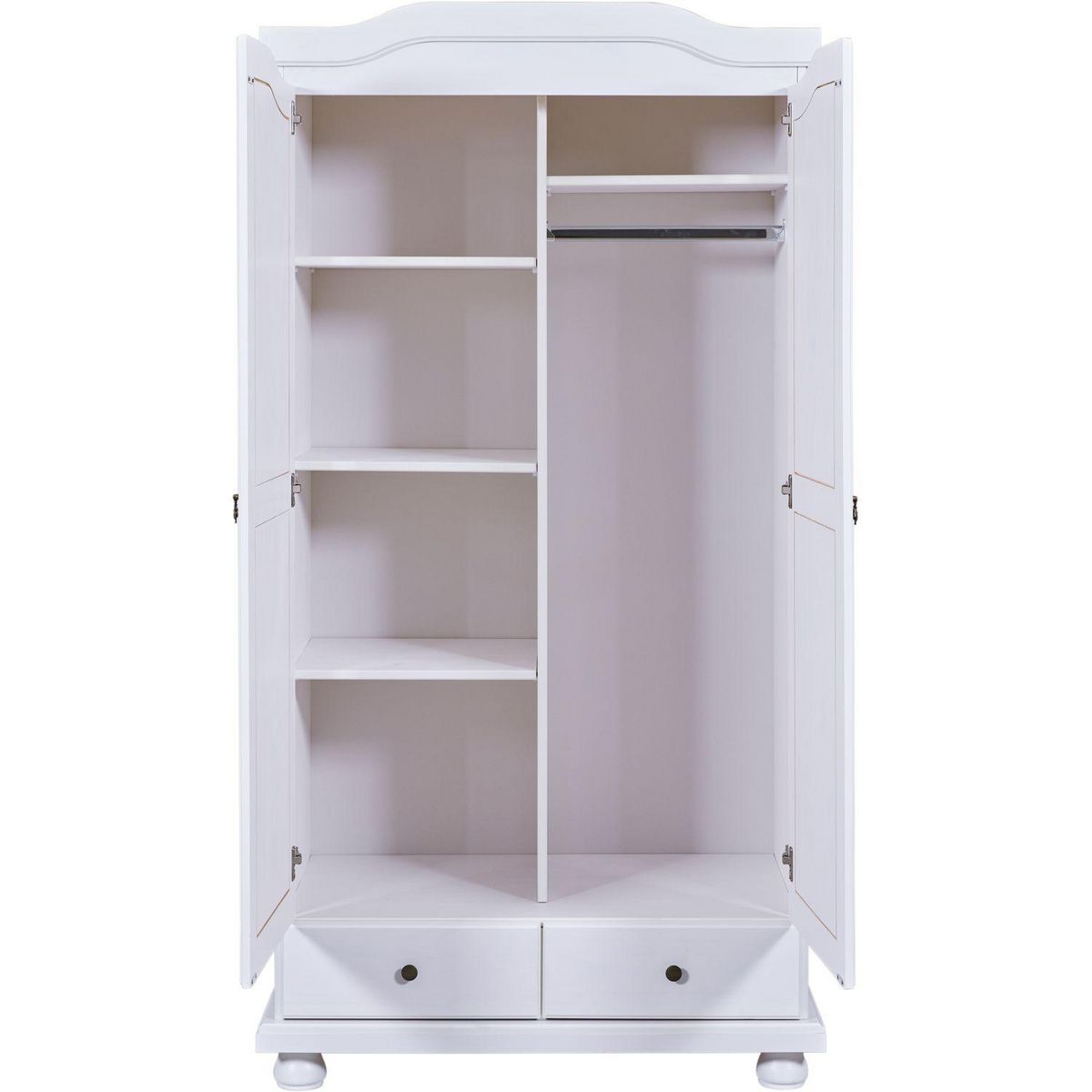 Armoire rustique en pin massif 2 portes  2 tiroirs L104cm BASTIAN