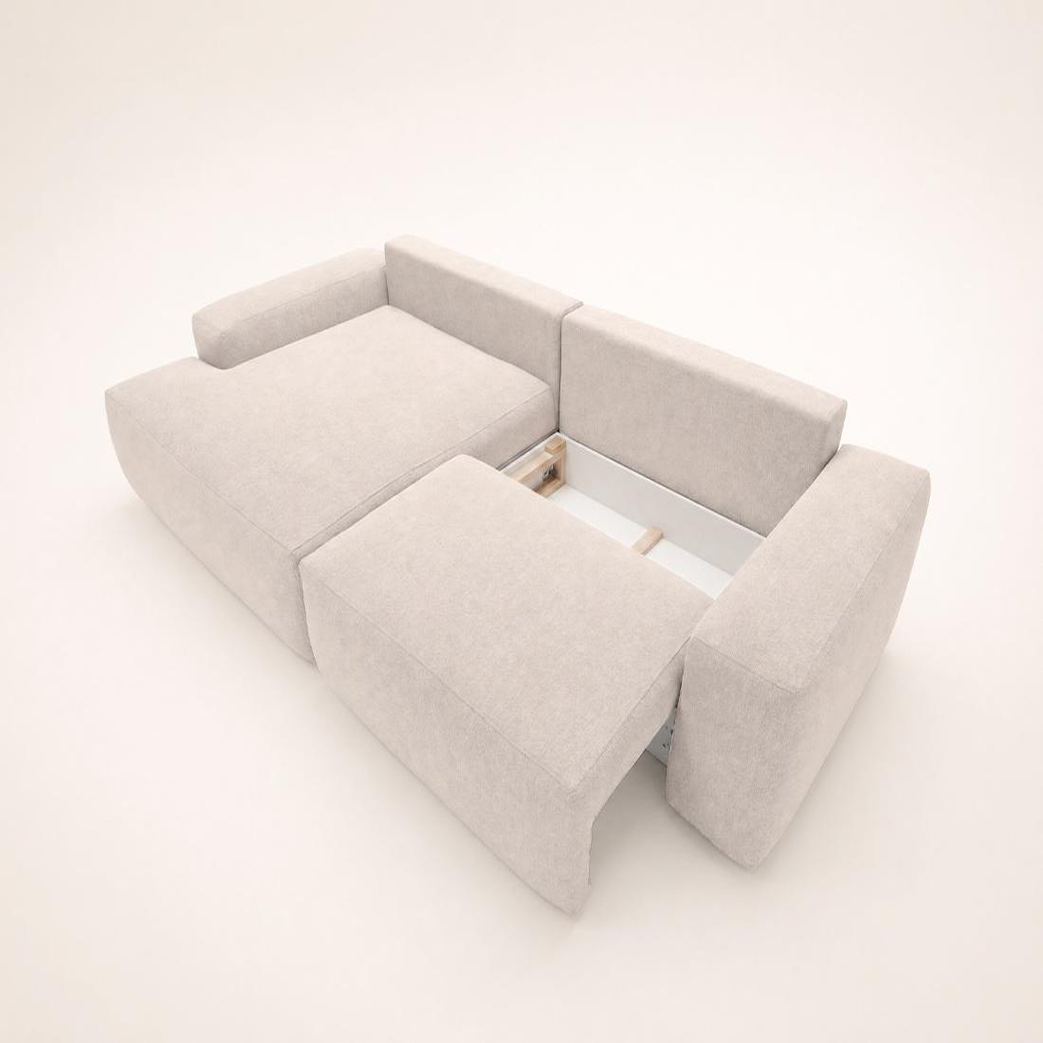 Voir la diapositive 5 : BEST MOBILIER Tama - canapé d'angle gauche 4 places convertible avec coffre en tissu