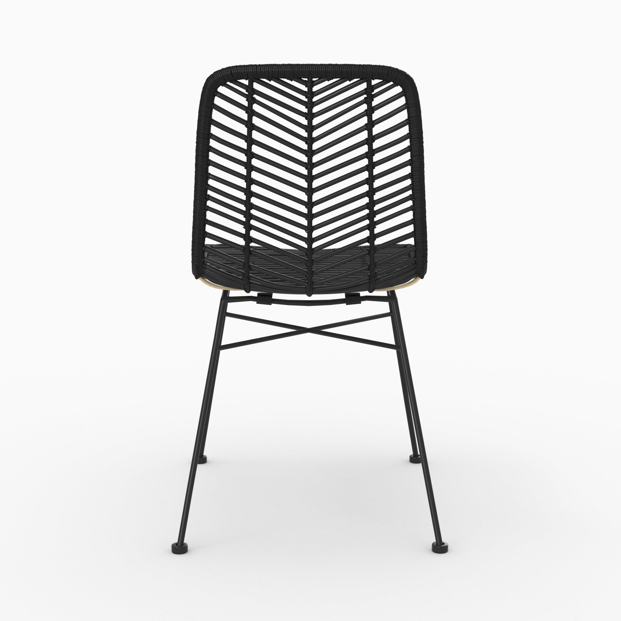 Voir la diapositive 3 : MAISON PAVANE Lot de 2 chaises en rotin et pieds en métal noir-tamara