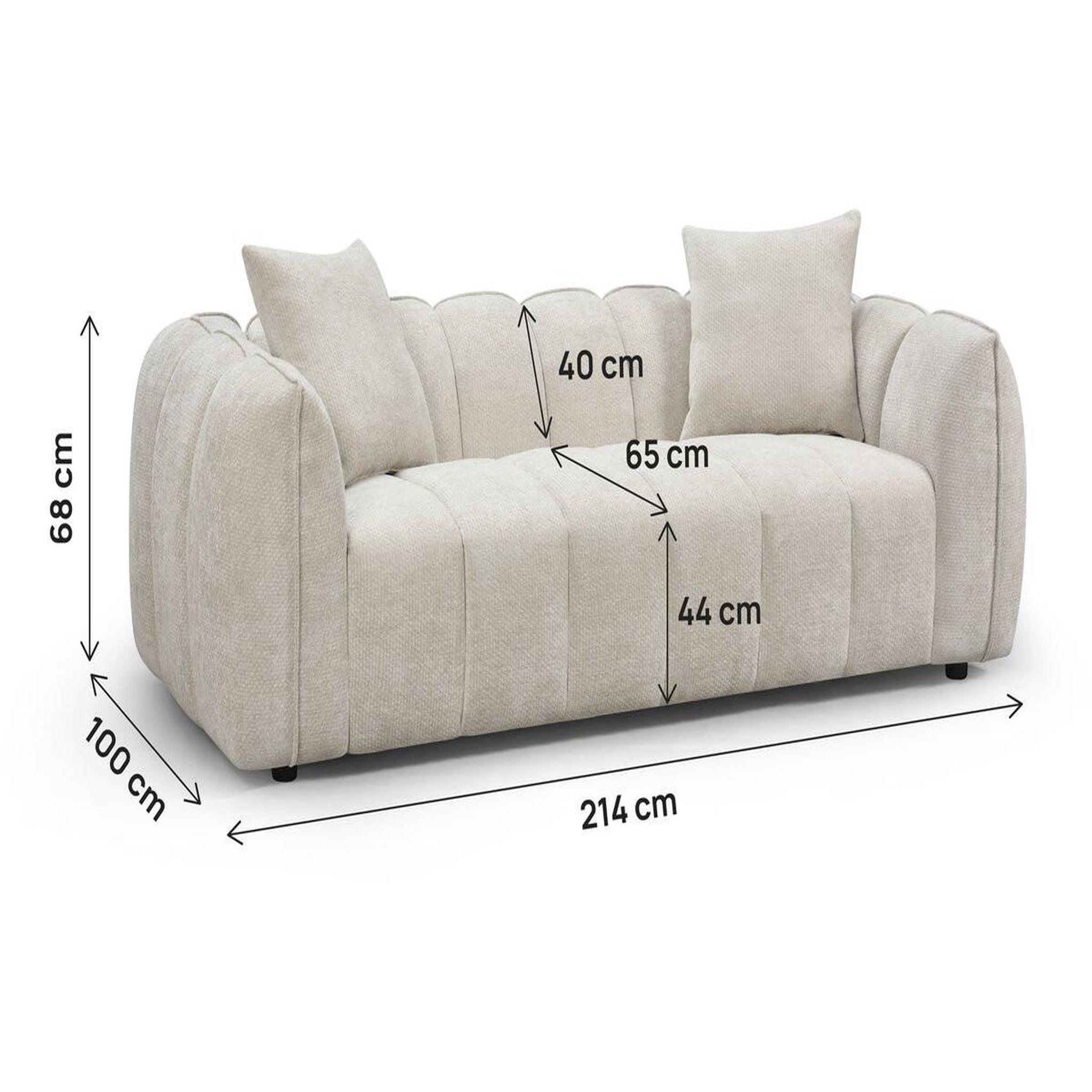 Voir la diapositive 3 : Habitat et Jardin Canapé droit en tissu style bubble  balzac  - 3 places - beige