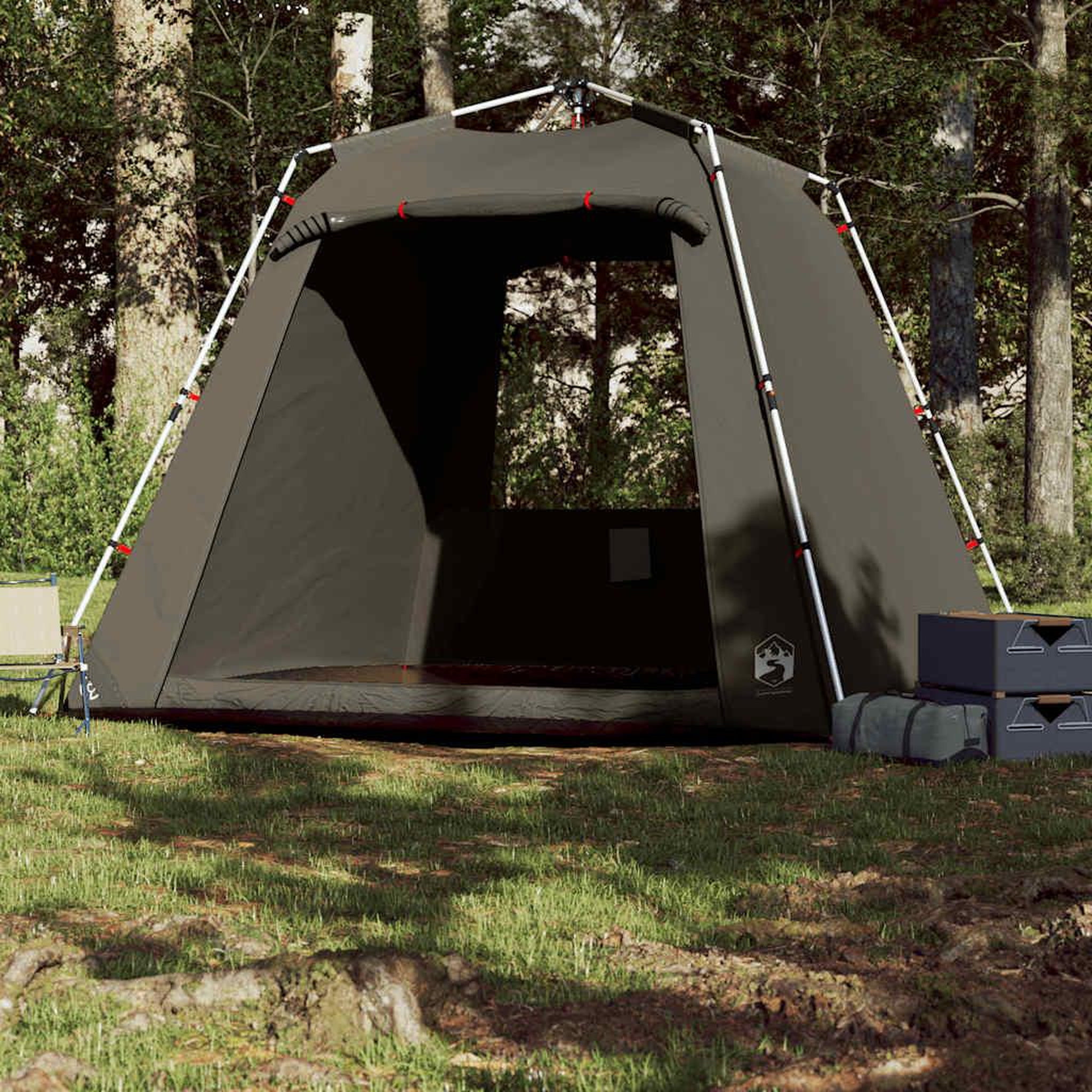Voir la diapositive 3 : VIDAXL Tente de peche 4 personnes marron liberation rapide