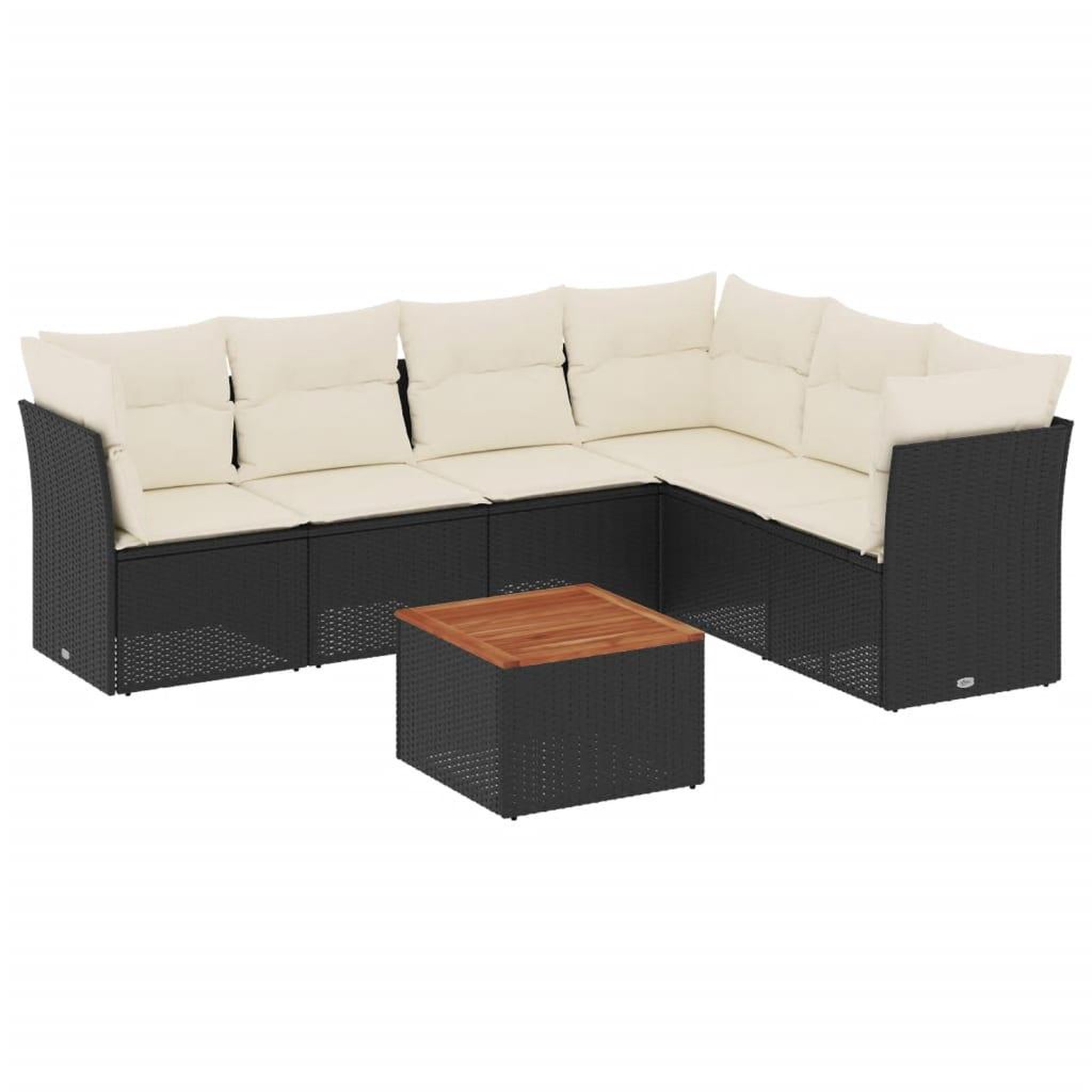 Voir la diapositive 2 : VIDAXL Salon de jardin 7 pcs avec coussins noir resine tressee