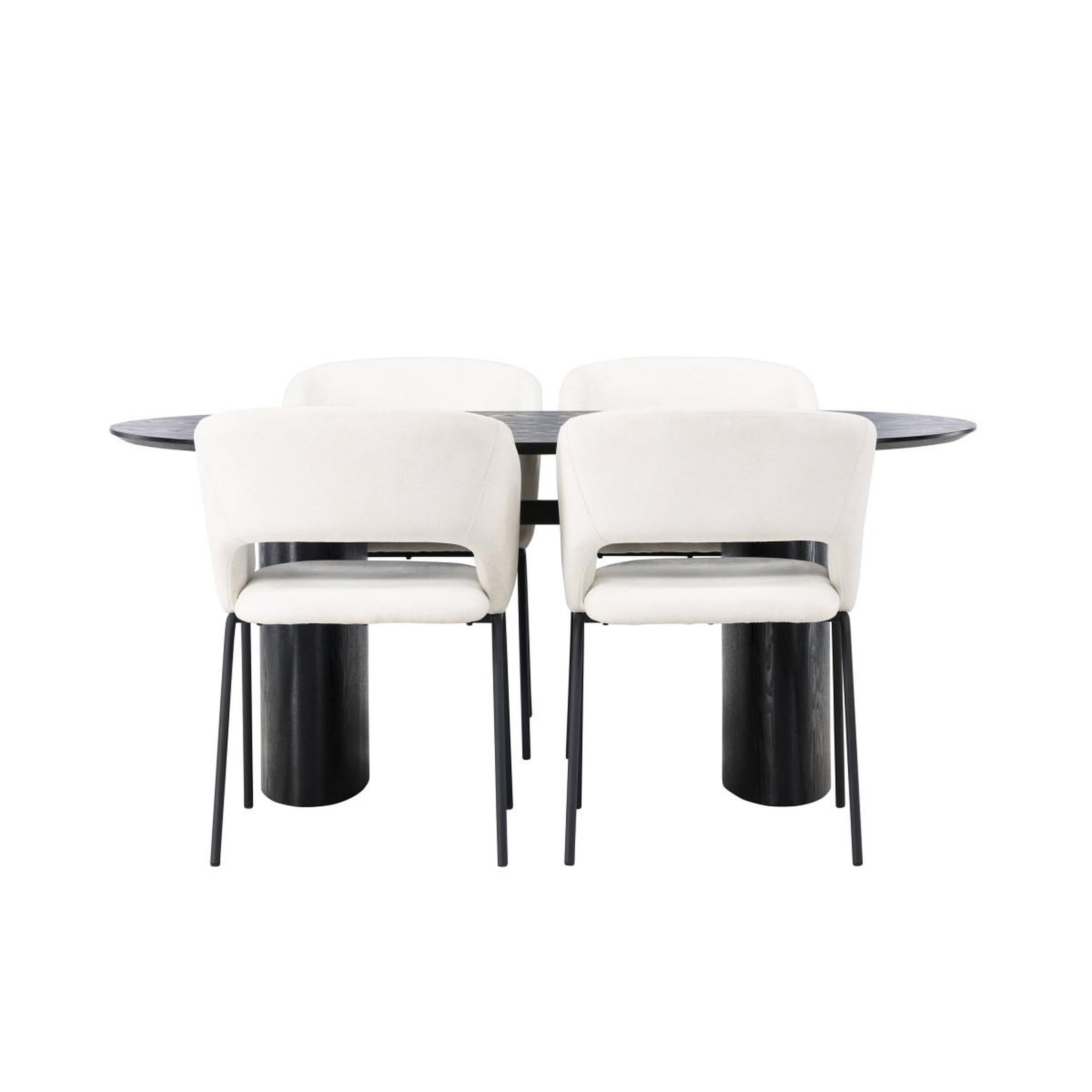 Voir la diapositive 4 : Paris Prix Ensemble table à manger & 4 chaises  isolde & day  180cm noir & blanc cassé