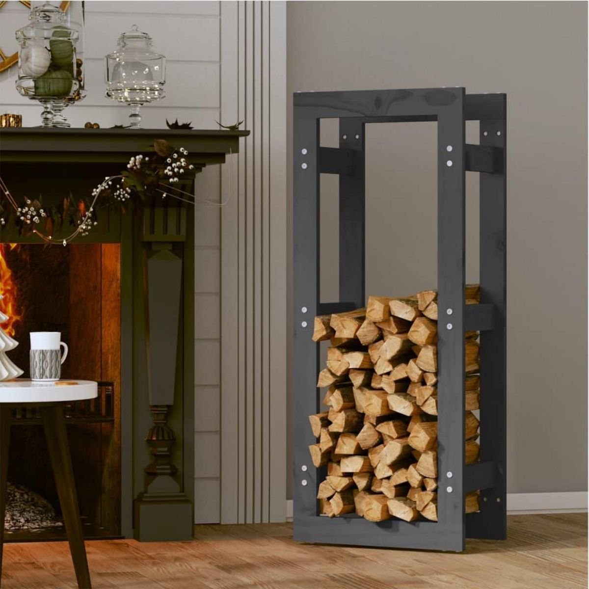 VIDAXL Support pour bois de chauffage Gris 41x25x100 cm Bois de pin