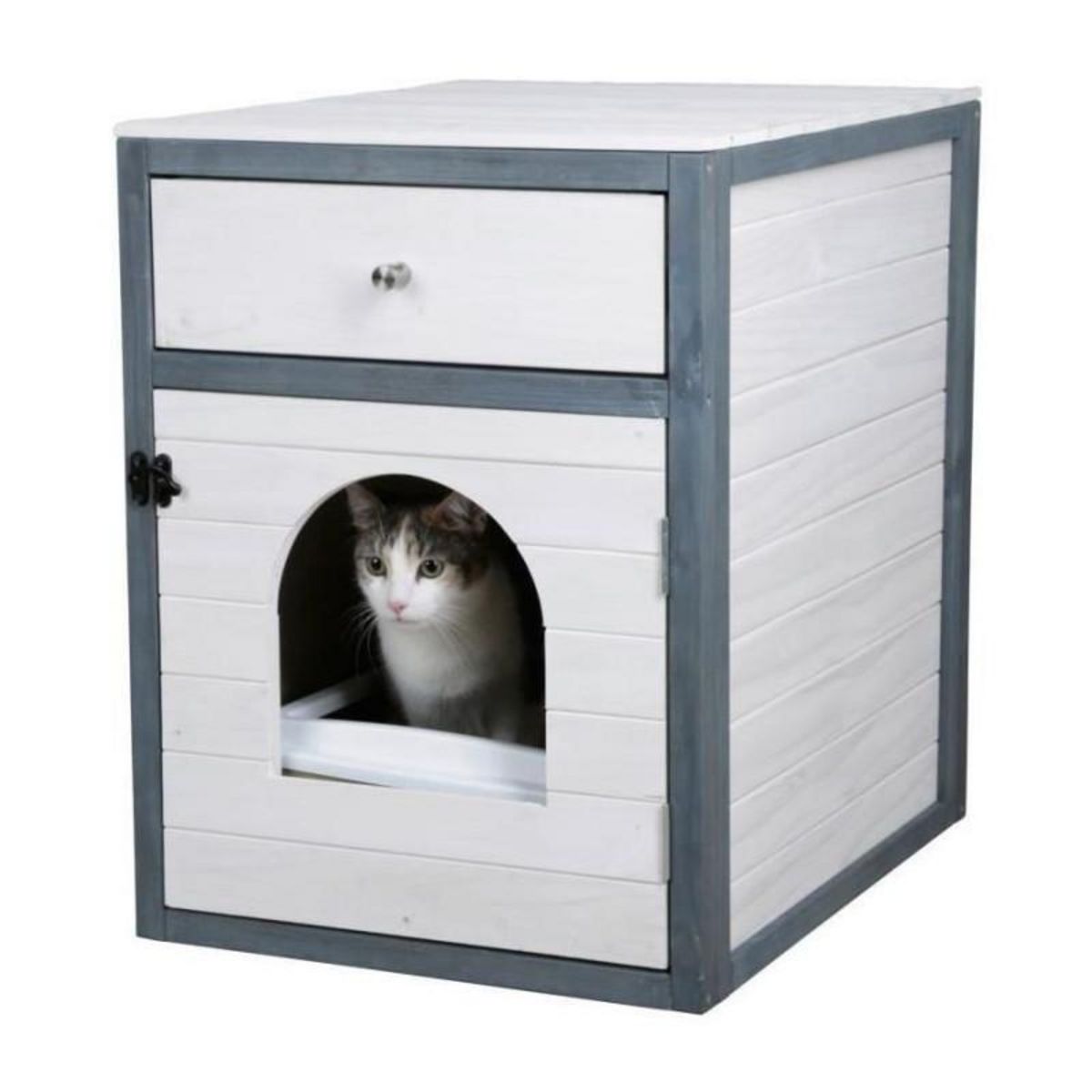 KERBL Armoire pour chat - KERBL - Ida - Blanc/bleu - 58x45x60cm
