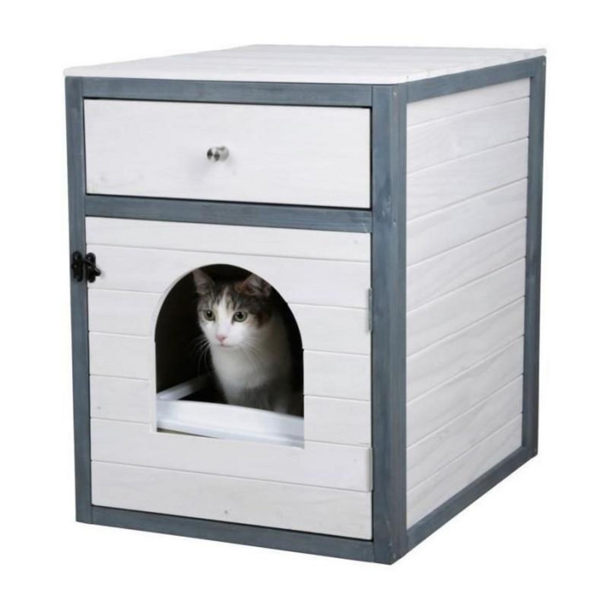 KERBL Armoire pour chat - KERBL - Ida - Blanc/bleu - 58x45x60cm