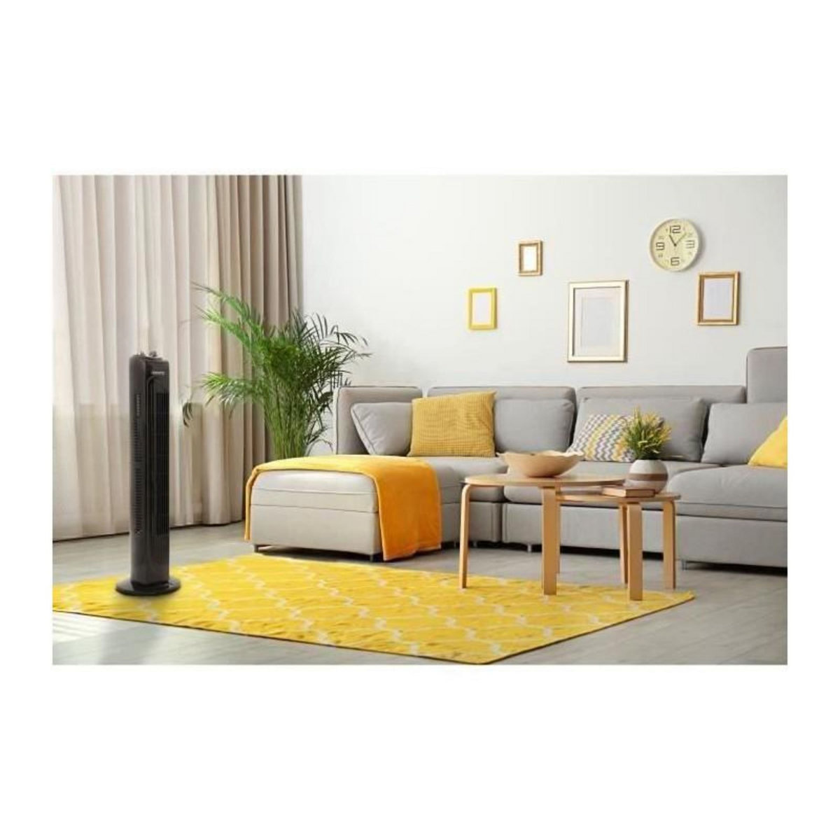OCEANIC Ventilateur colonne OCEANIC - 45W - Hauteur 78 cm - 3 vitesses - Oscillant - Minuterie - Noir