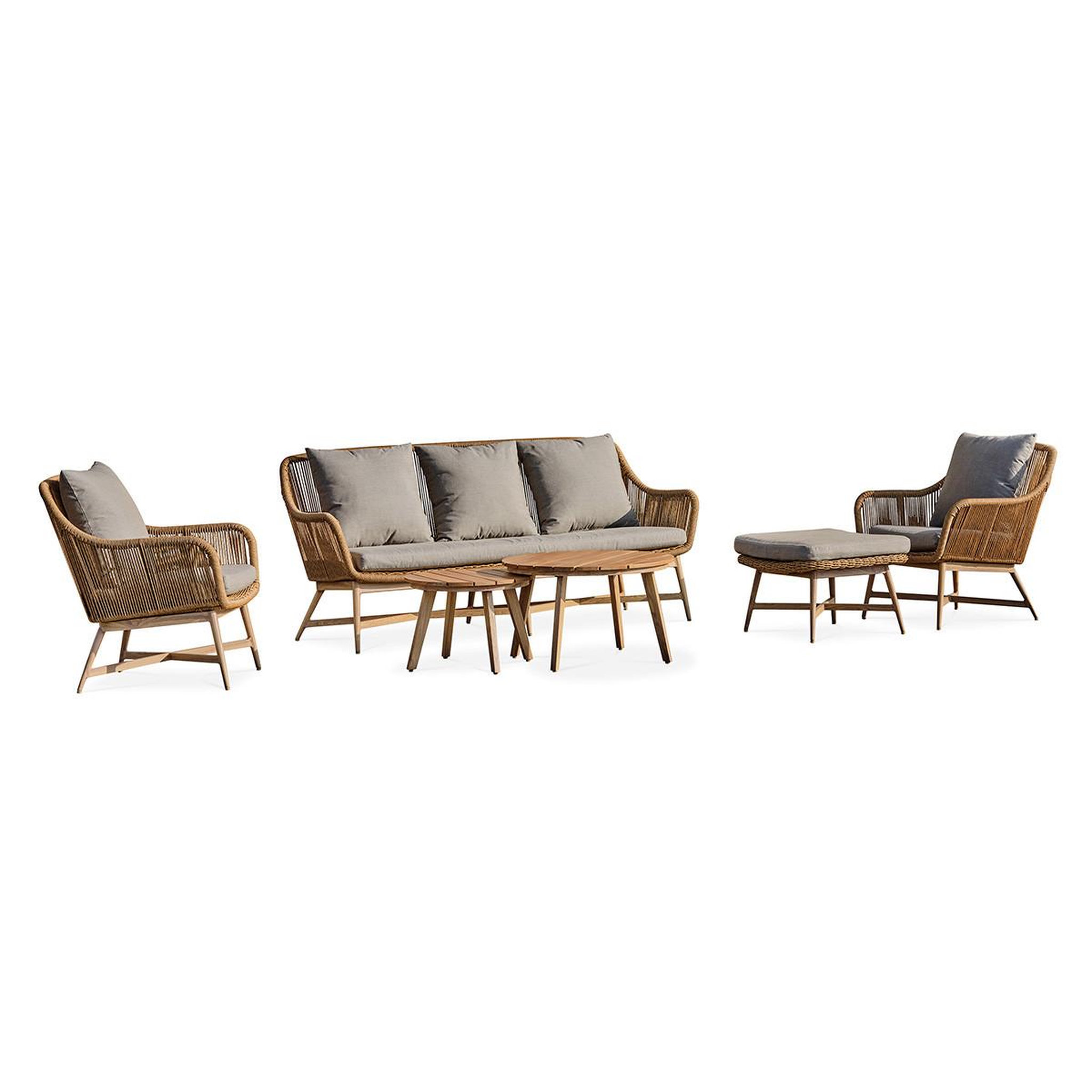 DCB GARDEN Salon de Jardin 5 Places  Palmas  188cm Naturel & Gris