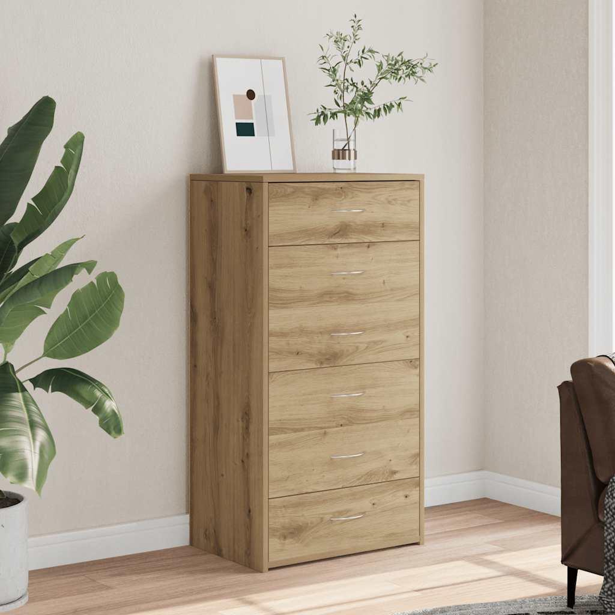 VIDAXL Buffet avec 6 tiroirs chene artisanal bois d'ingenierie