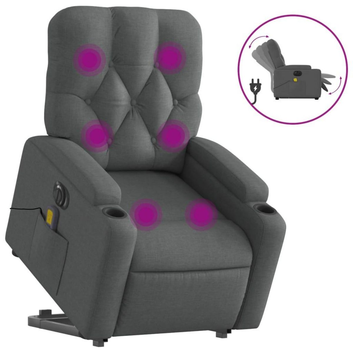 VIDAXL Fauteuil inclinable de massage electrique Gris fonce Tissu