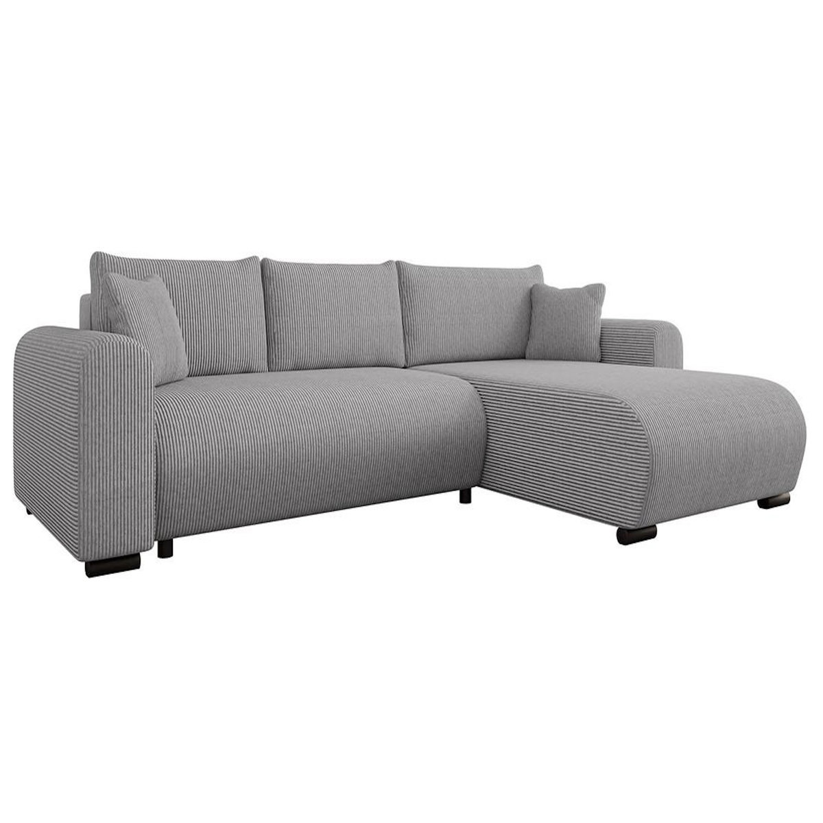 BEST MOBILIER Rosalie - canapé d'angle réversible 4 places convertible avec coffre en velours côtelé