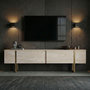 Voir la diapositive 3 : Habitat et Jardin Meuble TV en bois  Onera  - 180 x 30 x 50 cm - Travertin / Or