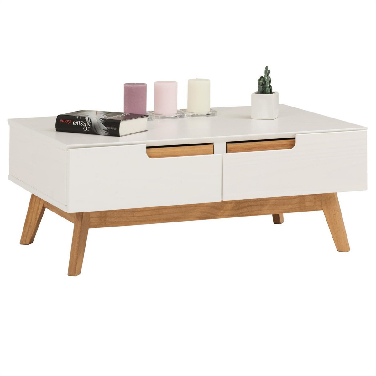 IDIMEX Table basse TIBOR, 2 tiroirs et 2 niches