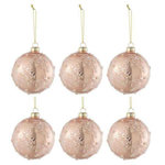 Paris Prix Lot de 6 Boules de Noël  Givre Paillettes  8cm Rose Clair