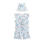 Petit Béguin Combishort bébé + chapeau en gaze de coton Océan d'amour. Coloris disponibles : Beige