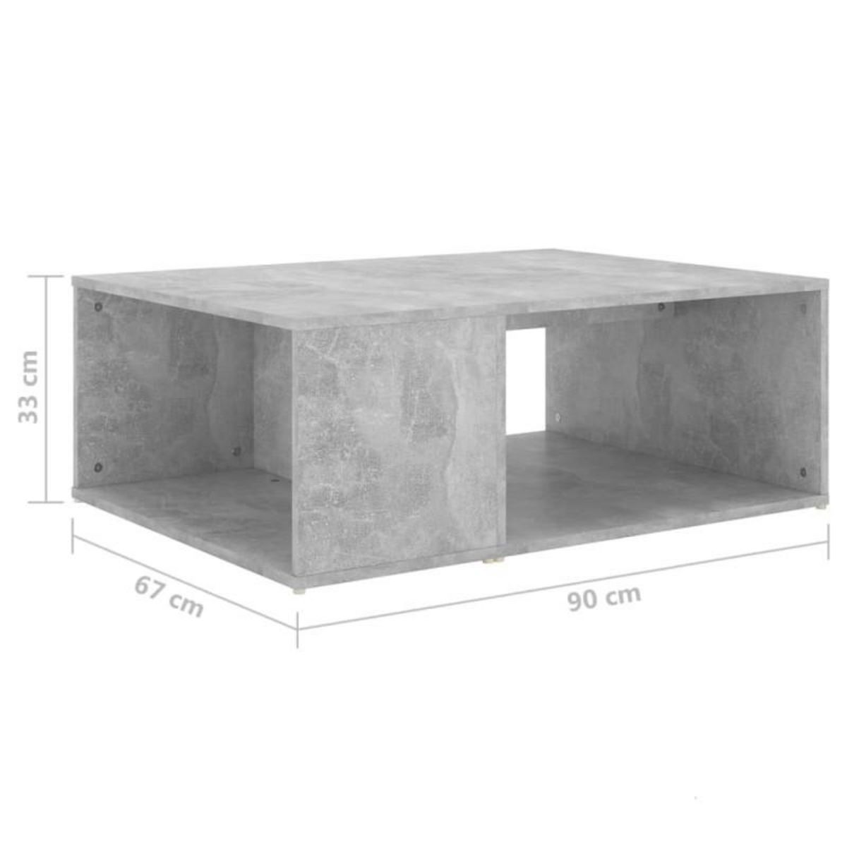 VIDAXL Table basse gris béton 90x67x33 cm bois d ingénierie