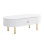 Voir la diapositive 5 : MERAX Table Basse Ovale Avec 2 Tiroirs Blanc