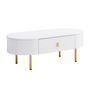 Voir la diapositive 5 : MERAX Table Basse Ovale Avec 2 Tiroirs Blanc