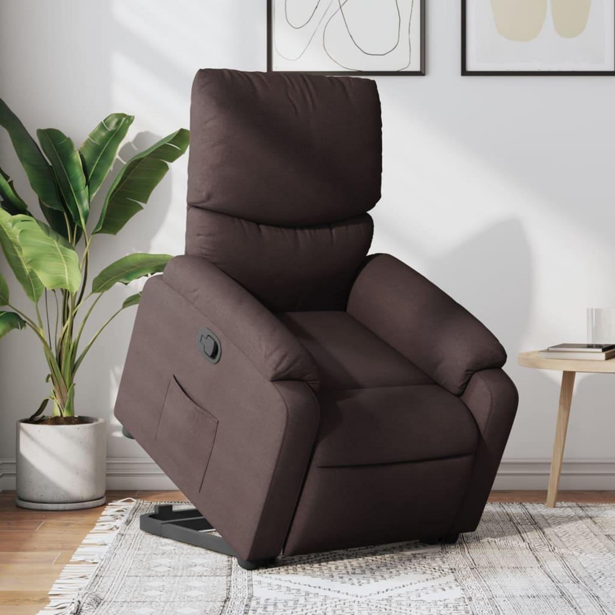 VIDAXL Fauteuil inclinable marron fonce tissu