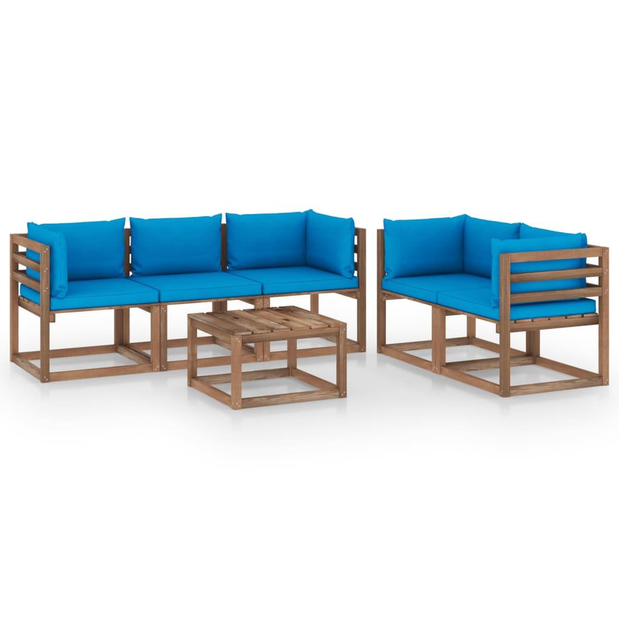 Voir la diapositive 1 : VIDAXL Salon de jardin 6 pcs avec coussins bleu clair