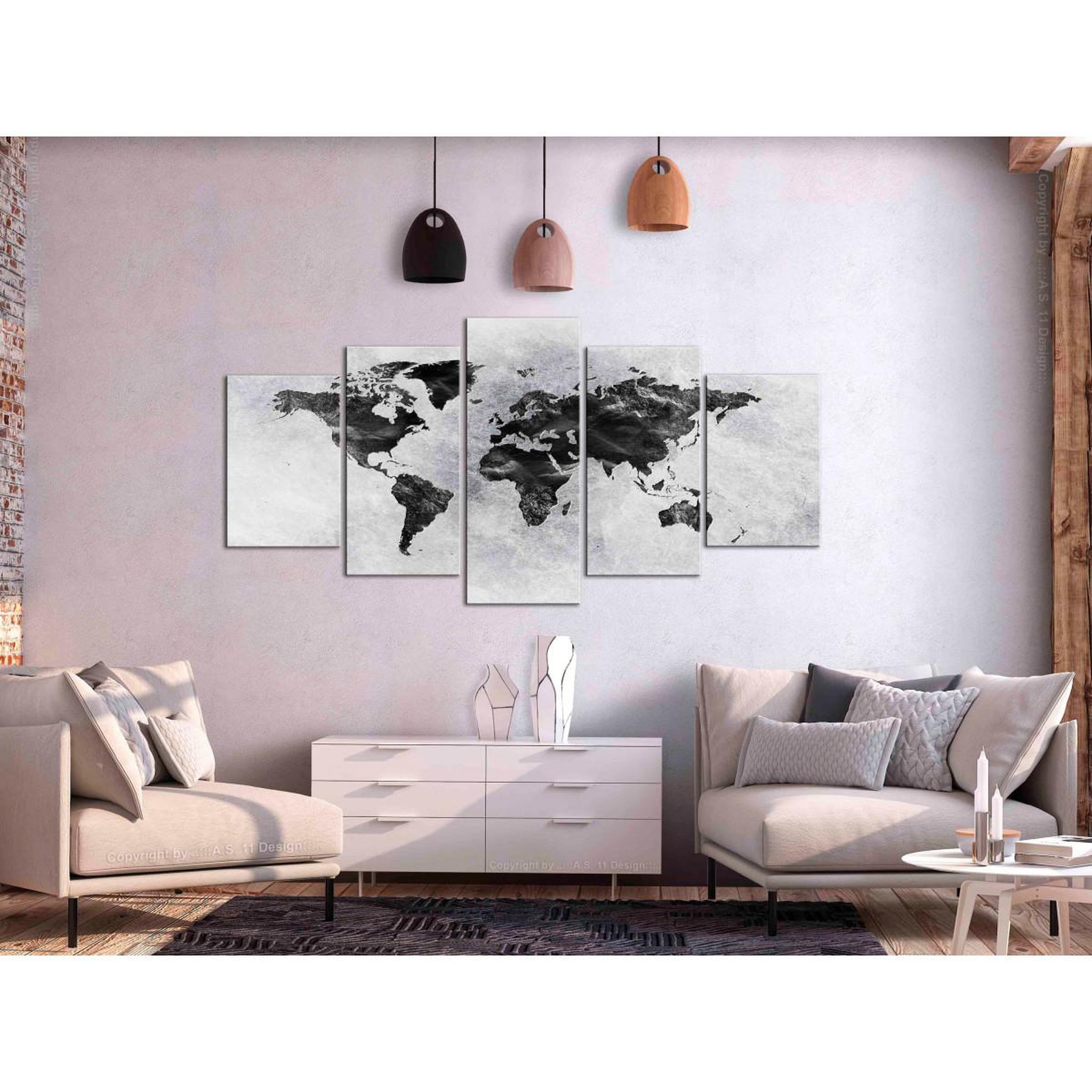 Voir la diapositive 2 : Paris Prix Tableau imprimé 5 panneaux  concrete world wide