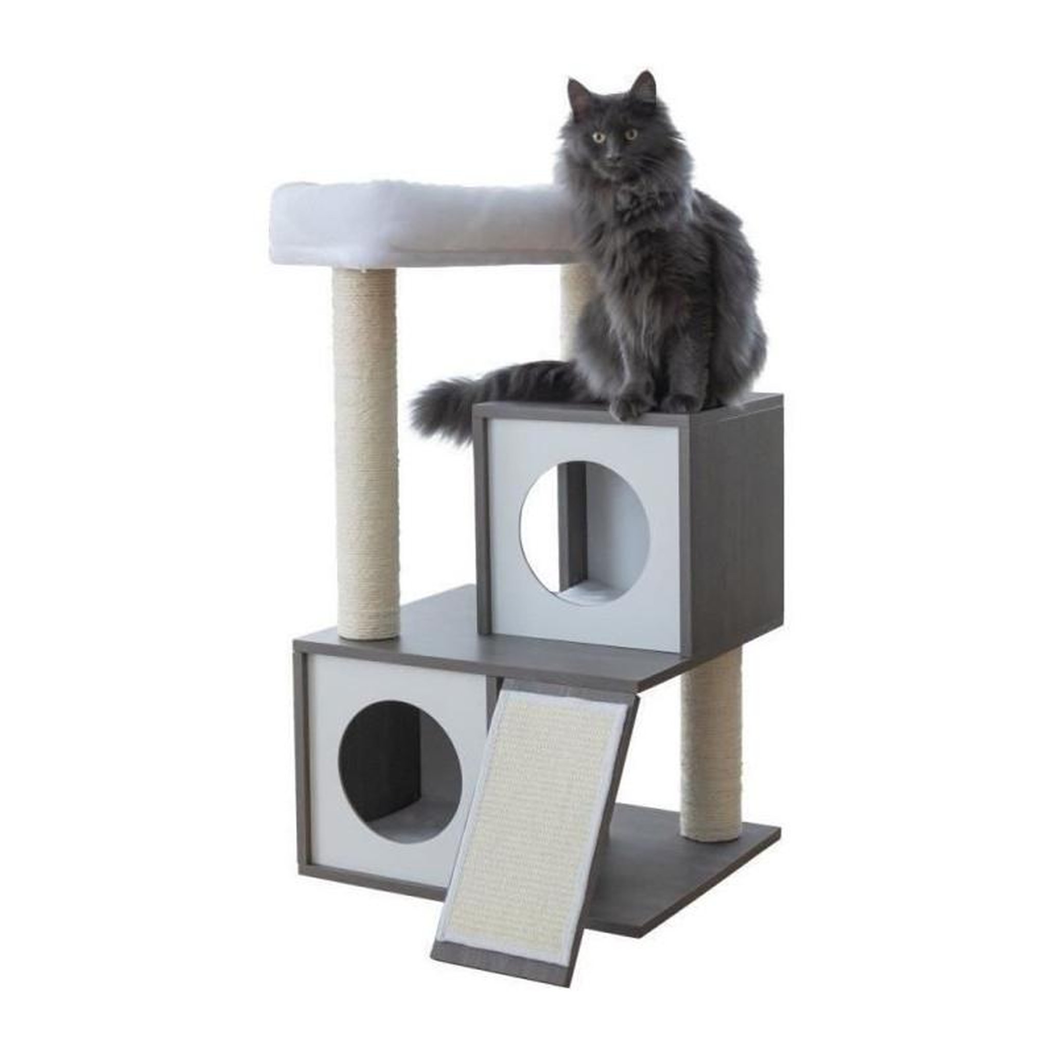 Voir la diapositive 2 : KERBL Arbre a chat - 48x44x86cm - Flair - KERBL - Blanc/gris - Sisal