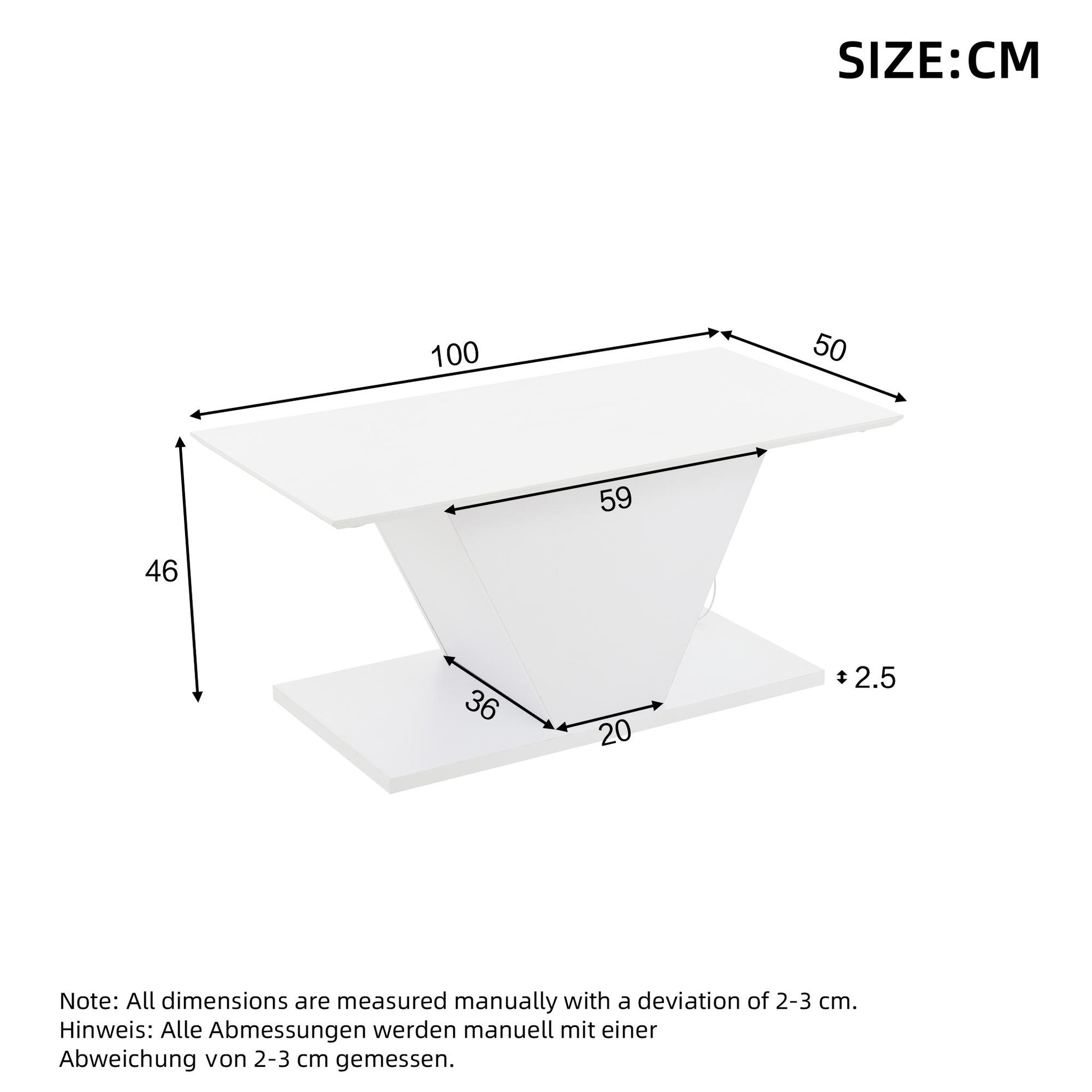 Voir la diapositive 3 : MERAX Table basse rectangulaire blanc - 50x100 cm led panneau de particules