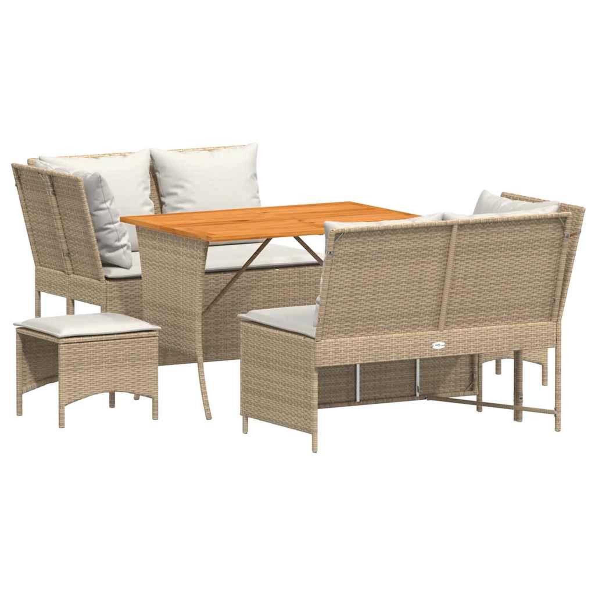 Voir la diapositive 2 : VIDAXL Salon de jardin avec coussins 5 pcs beige resine tressee