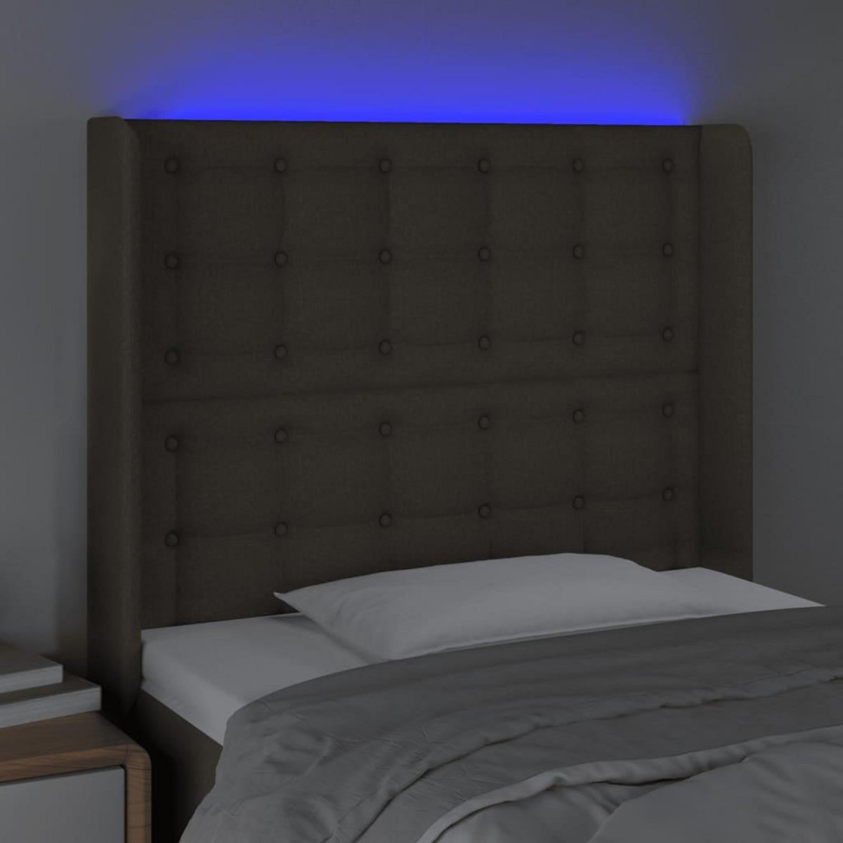 VIDAXL Tete de lit a LED Taupe 83x16x118/128 cm Tissu
