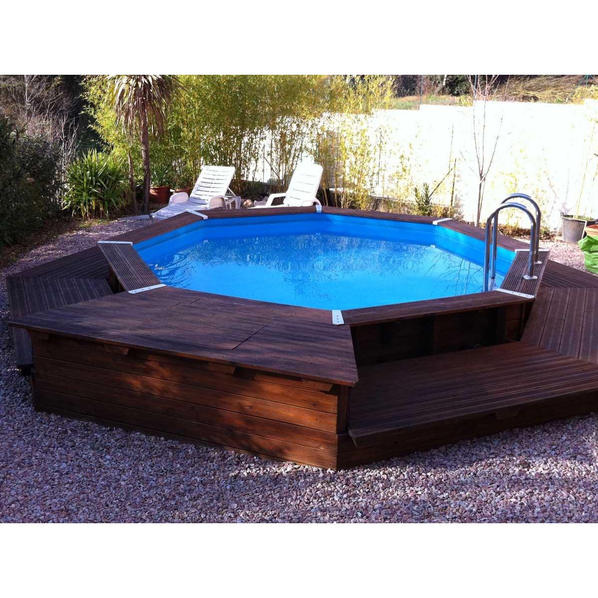 Ubbink Piscine bois Océa 4,30 x 1,20 m - Liner gris - Ubbink