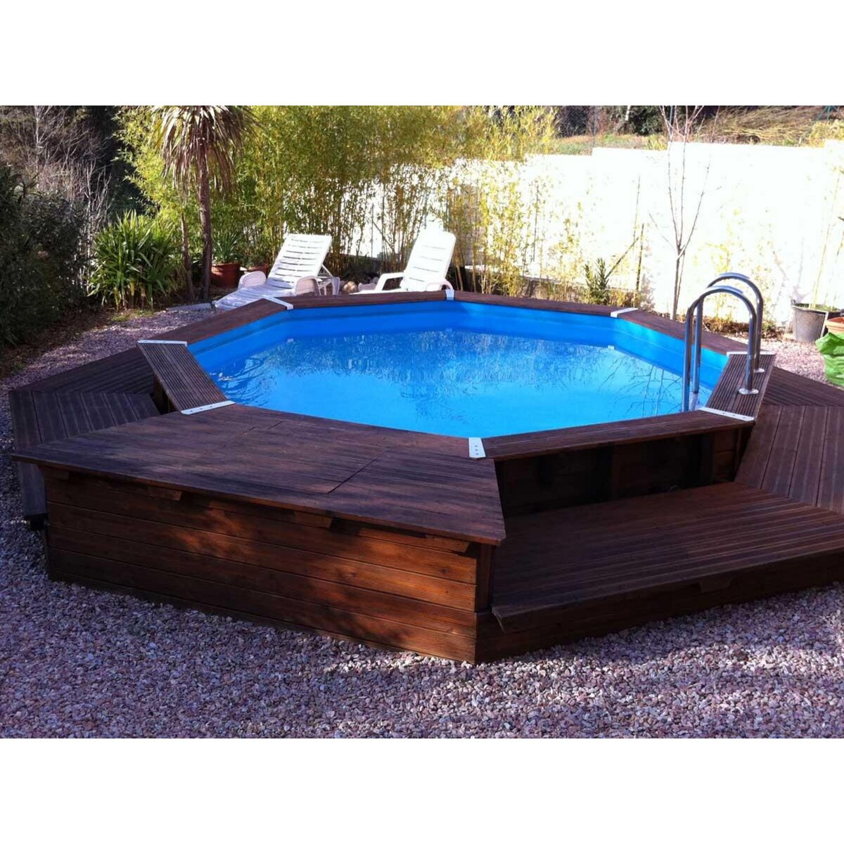 Ubbink Piscine bois Océa 4,30 x 1,20 m - Liner gris - Ubbink