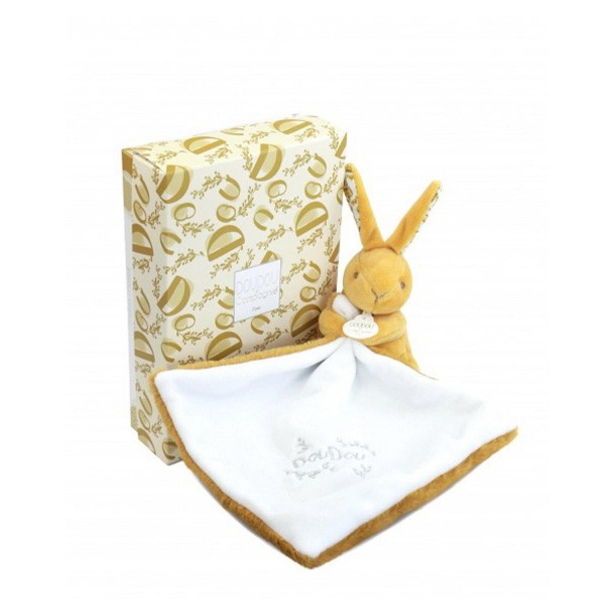 Voir la diapositive 2 : DOUDOU ET COMPAGNIE Doudou mouchoir Lapin- 10 cm - Jaune moutarde