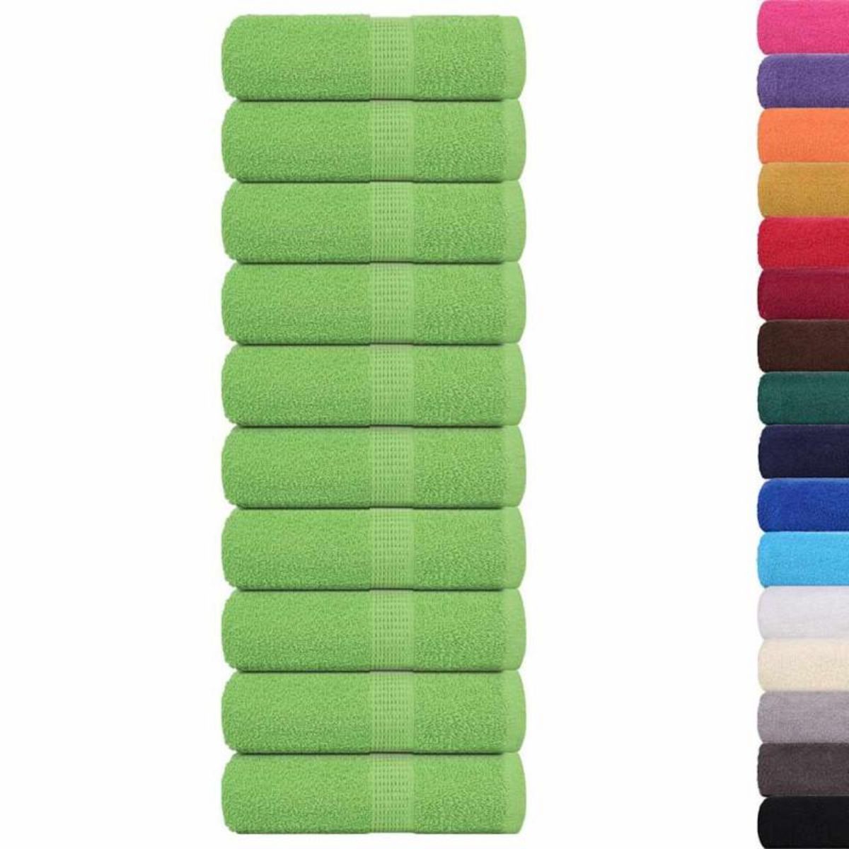 VIDAXL Serviettes de visage 10 pcs vert pomme 30x30 cm 100% coton