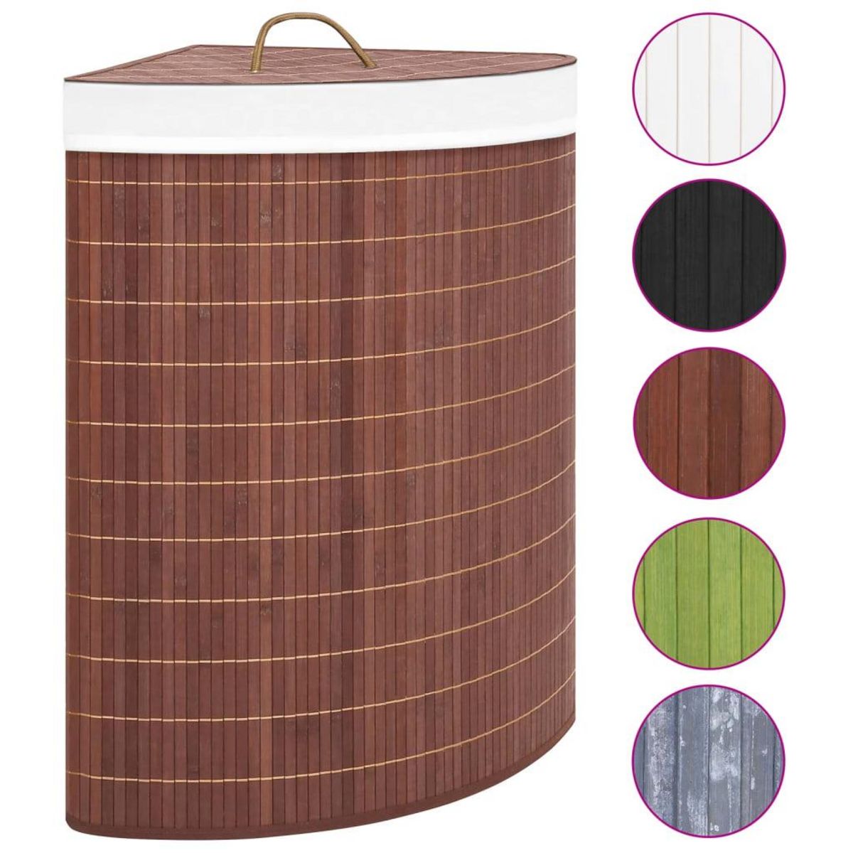 VIDAXL Panier a linge d'angle Bambou Marron 60 L