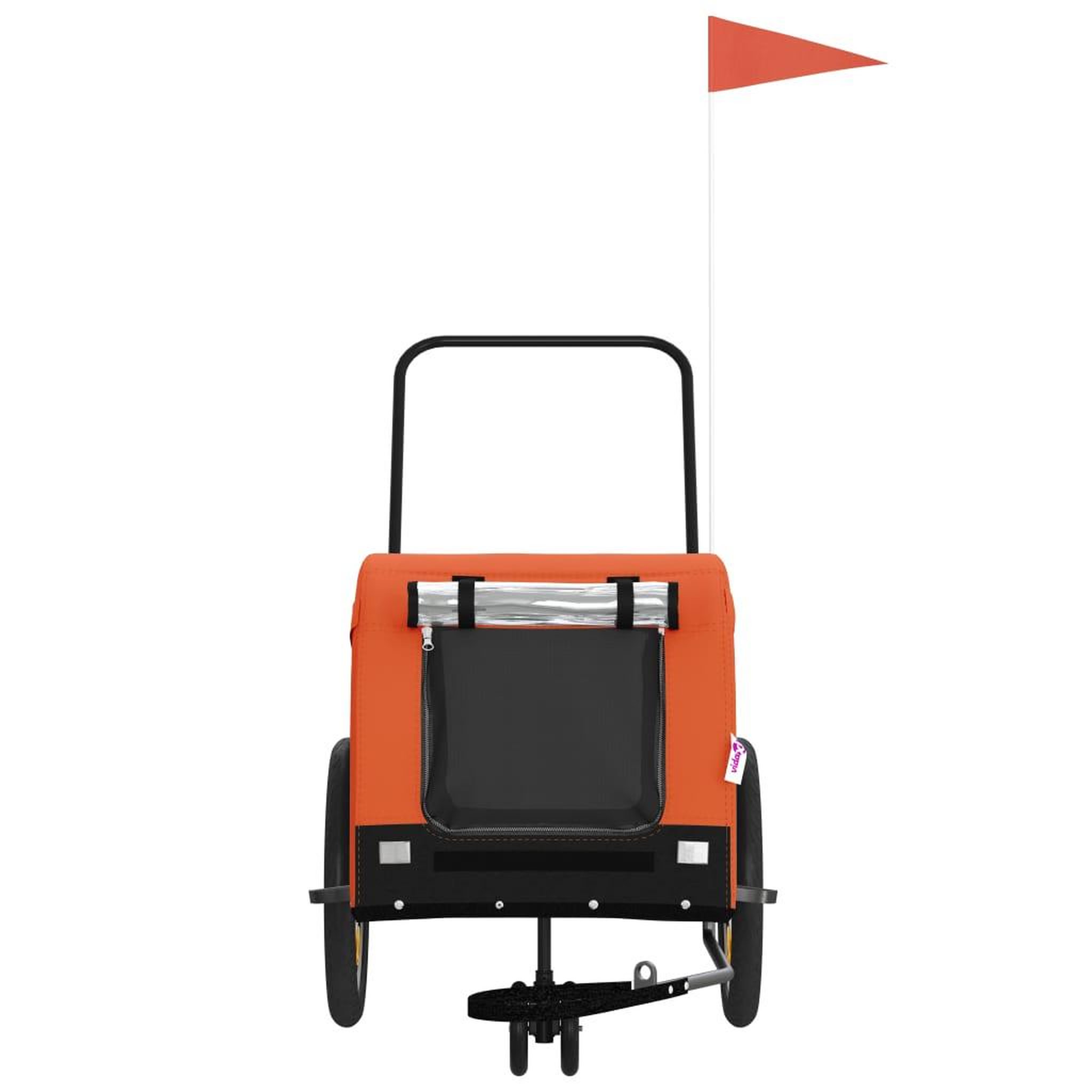 Voir la diapositive 3 : VIDAXL Remorque de velo pour animaux de compagnie orange et noir