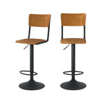Rendez vous déco Lot de 2 chaises de bar réglables 60/80 cm en bois foncé-Clem