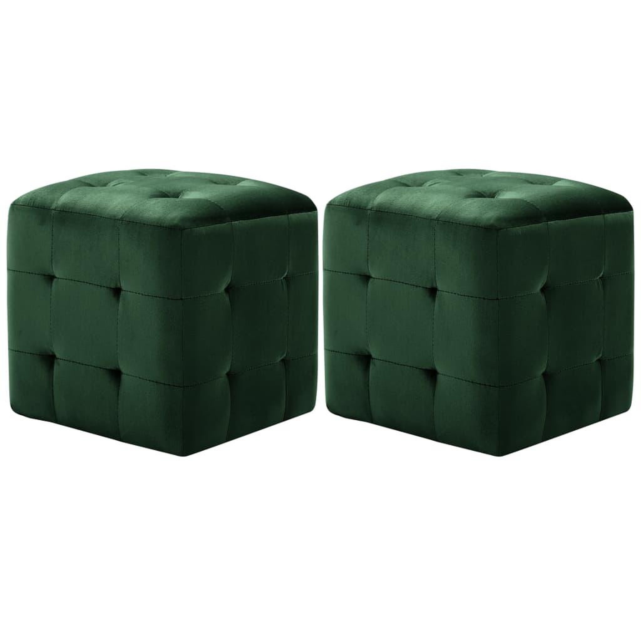 Voir la diapositive 1 : VIDAXL 2 pcs Poufs Vert 30 x 30 x 30 cm Tissu velours