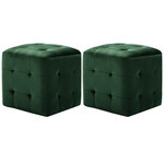 VIDAXL 2 pcs Poufs Vert 30 x 30 x 30 cm Tissu velours