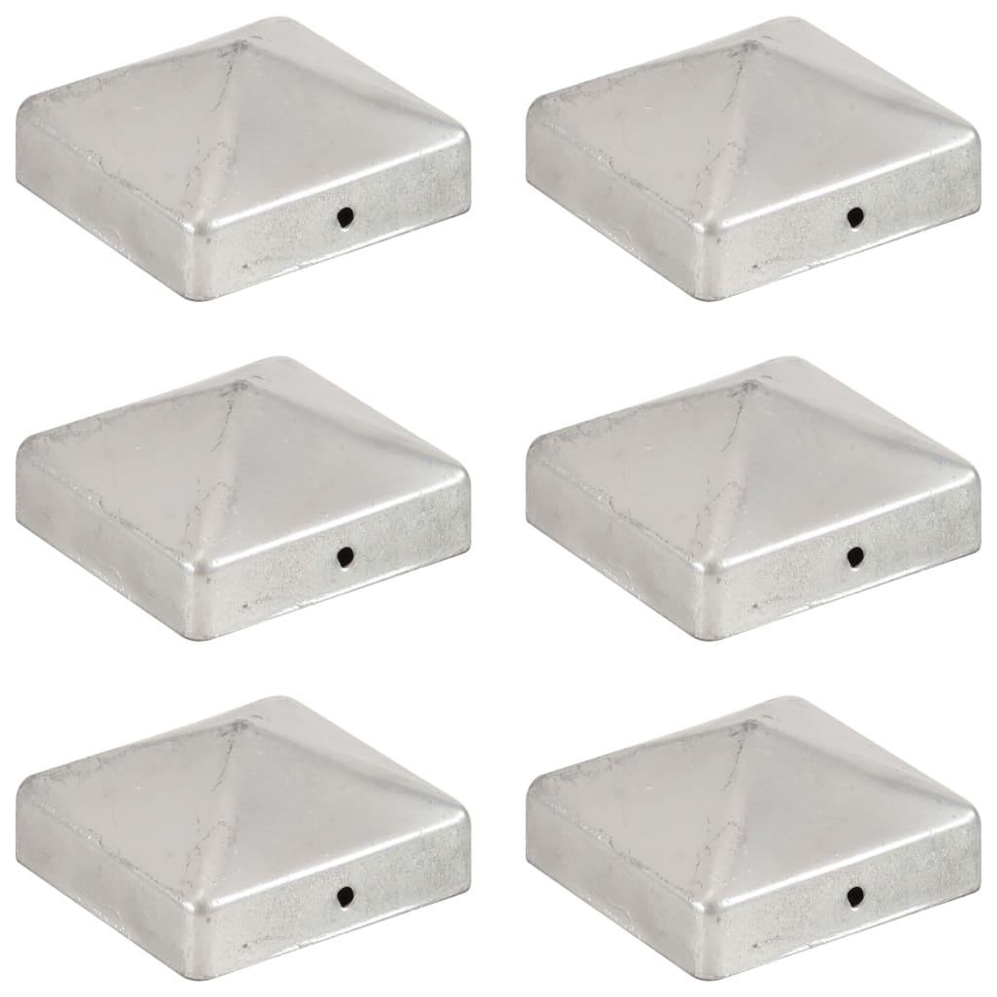 Voir la diapositive 1 : VIDAXL Bouchons de poteau de cloture 6 pcs Metal galvanise 71x71 mm
