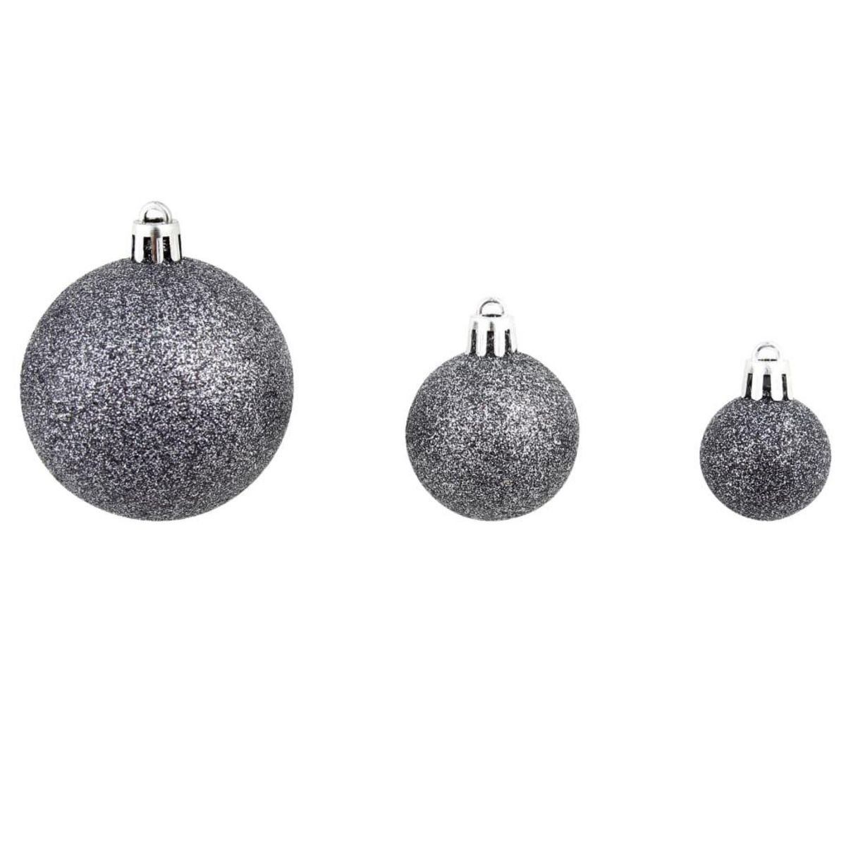 VIDAXL Ensemble de boules de Noël 100 pcs 3/4/6 cm Blanc/Gris