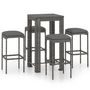 Voir la diapositive 2 : VIDAXL Ensemble de bar de jardin 5 pcs et coussins Resine tressee Gris