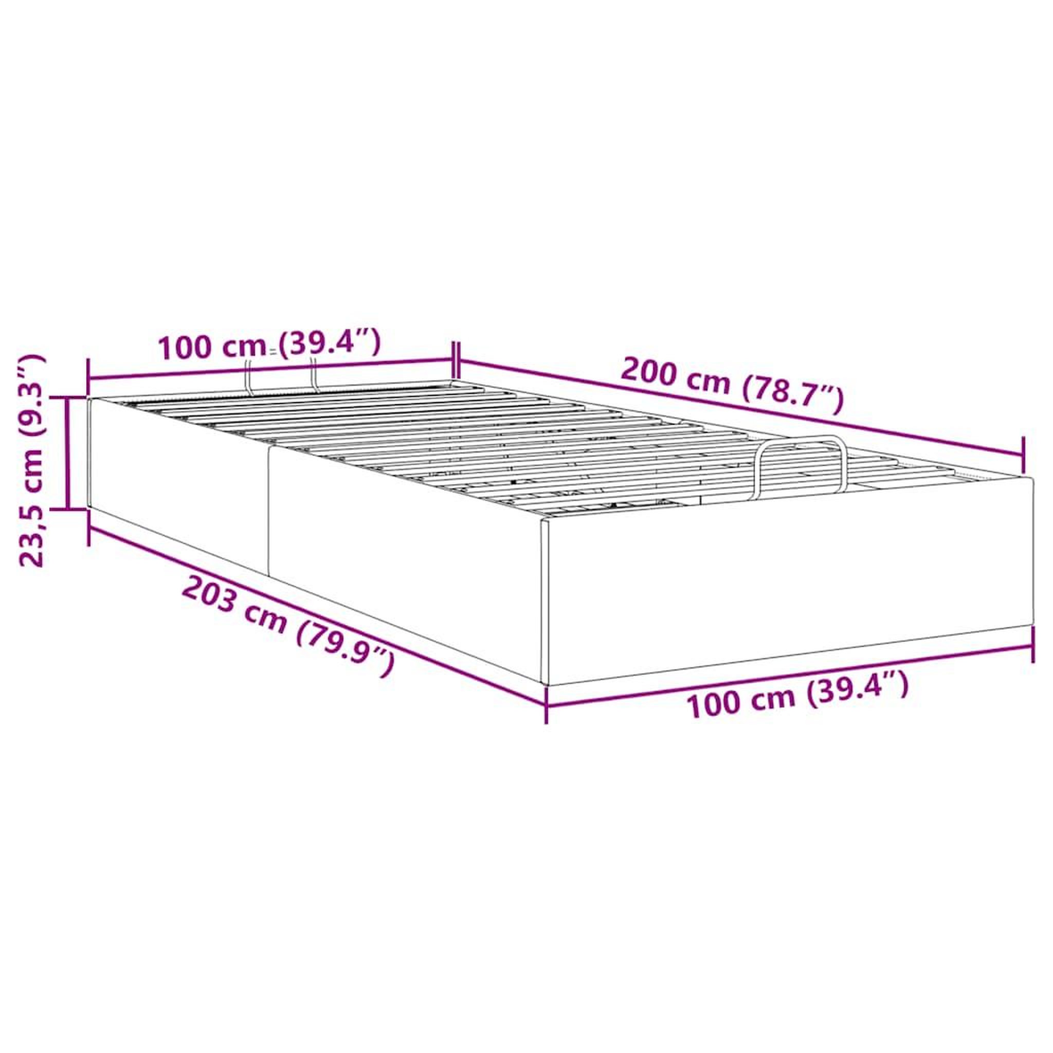 Voir la diapositive 6 : VIDAXL Cadre de lit ottoman sans matelas bleu fonce 100x200 cm velours