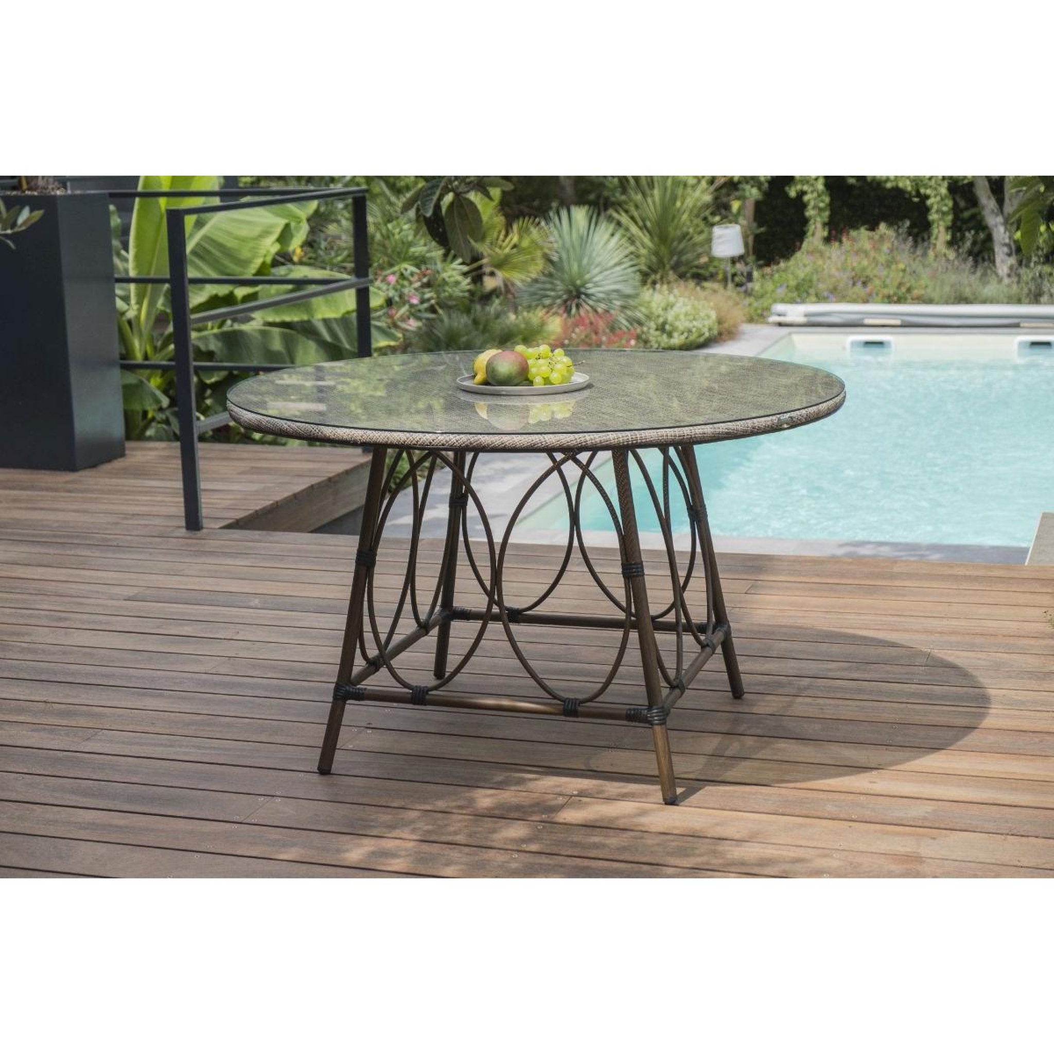 Voir la diapositive 2 : DCB GARDEN Ensemble Table de Jardin & 4 Fauteuils  Ushuaia  125cm Marron