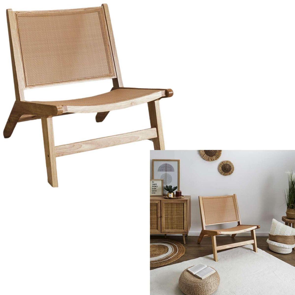 The Home Deco Factory Fauteuil Bali en cannage - Marron