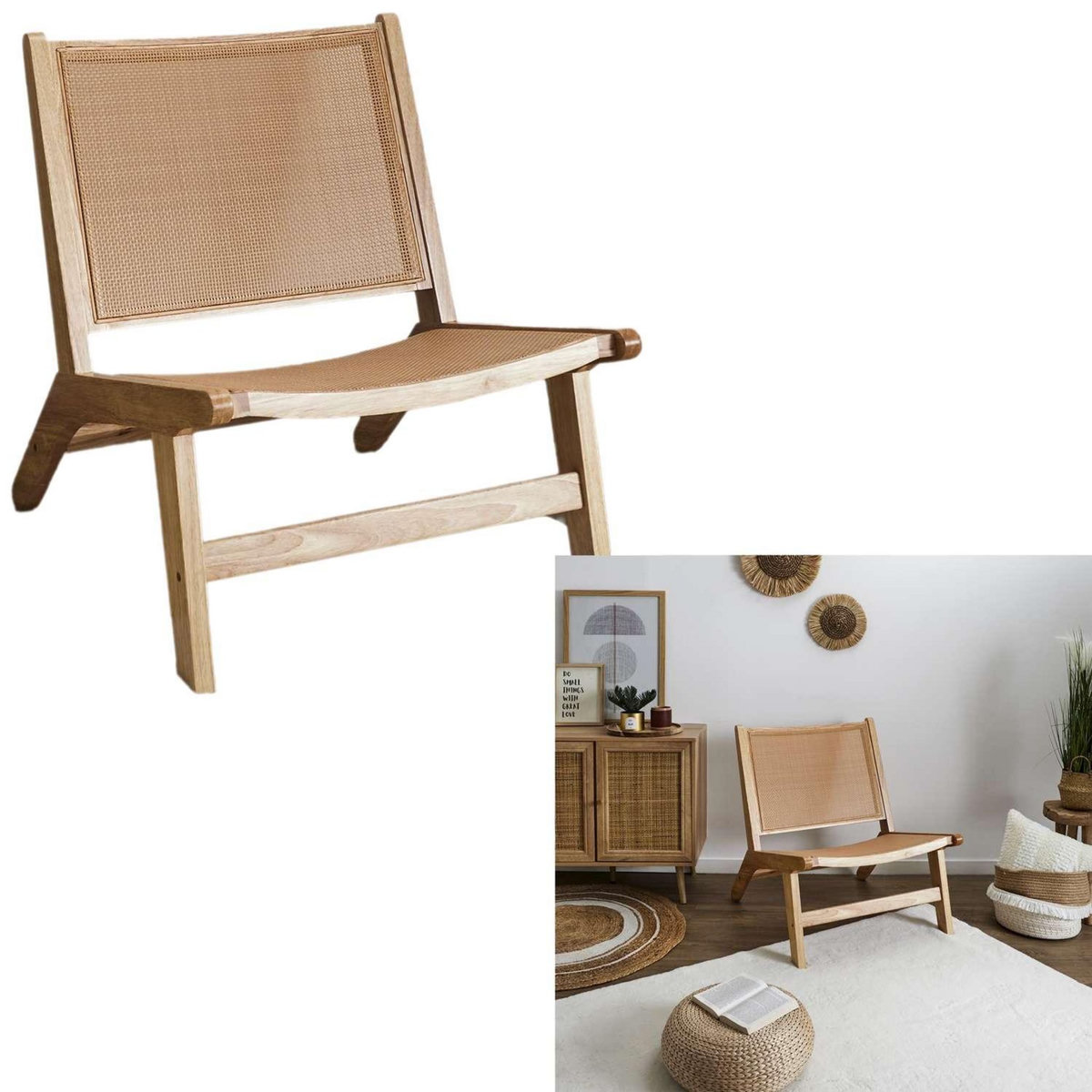 The Home Deco Factory Fauteuil Bali en cannage - Marron