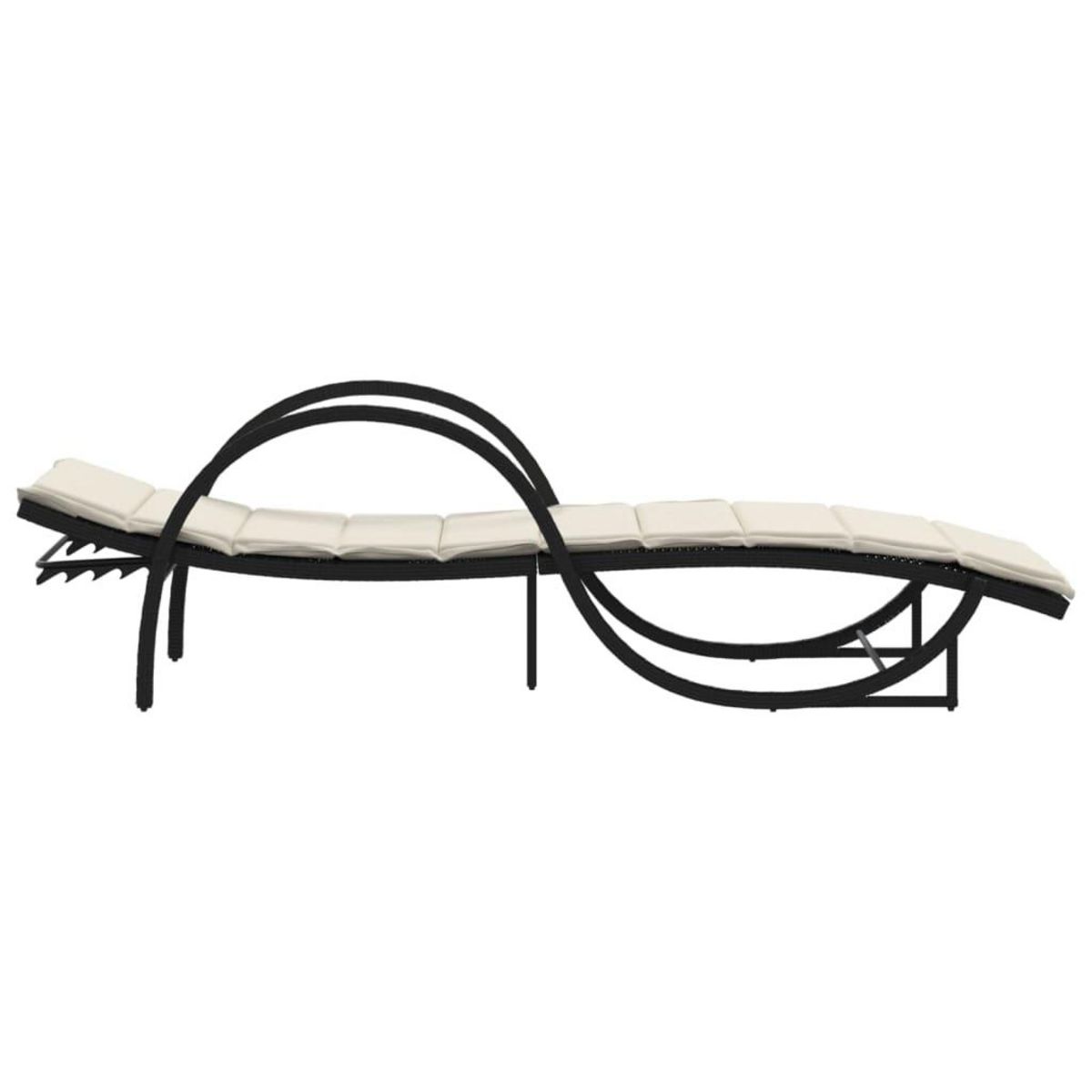 VIDAXL Chaise longue avec coussin noir 60x199x42 cm resine tressee