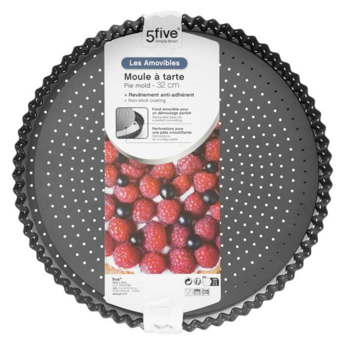 FIVE Plat à Tarte  Fond Amovible  32cm Gris Foncé